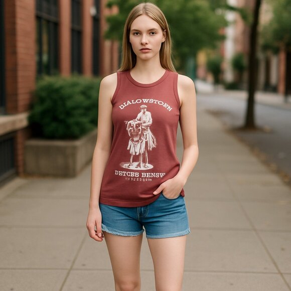 NWT  Wrangler x Yellowstone Women's Graphic Tank in Burgundy Heather - Picture 1 of 8